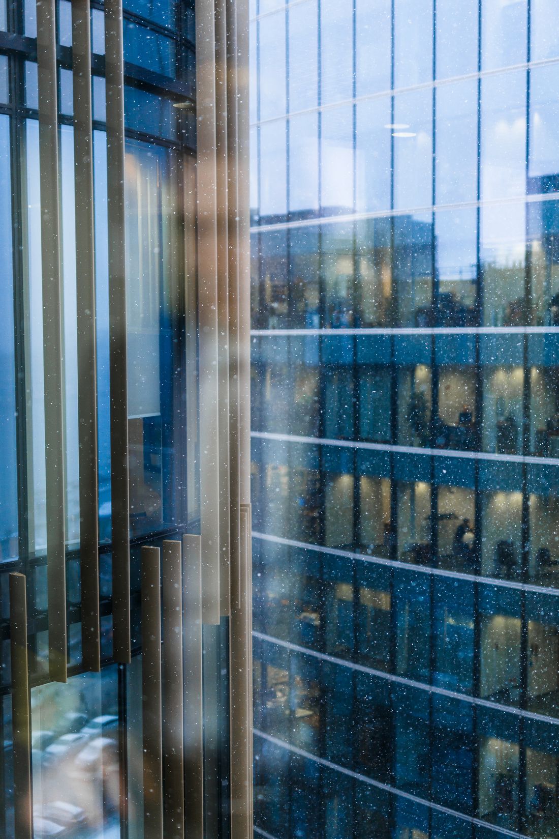 Glass and steel facade of an office tower